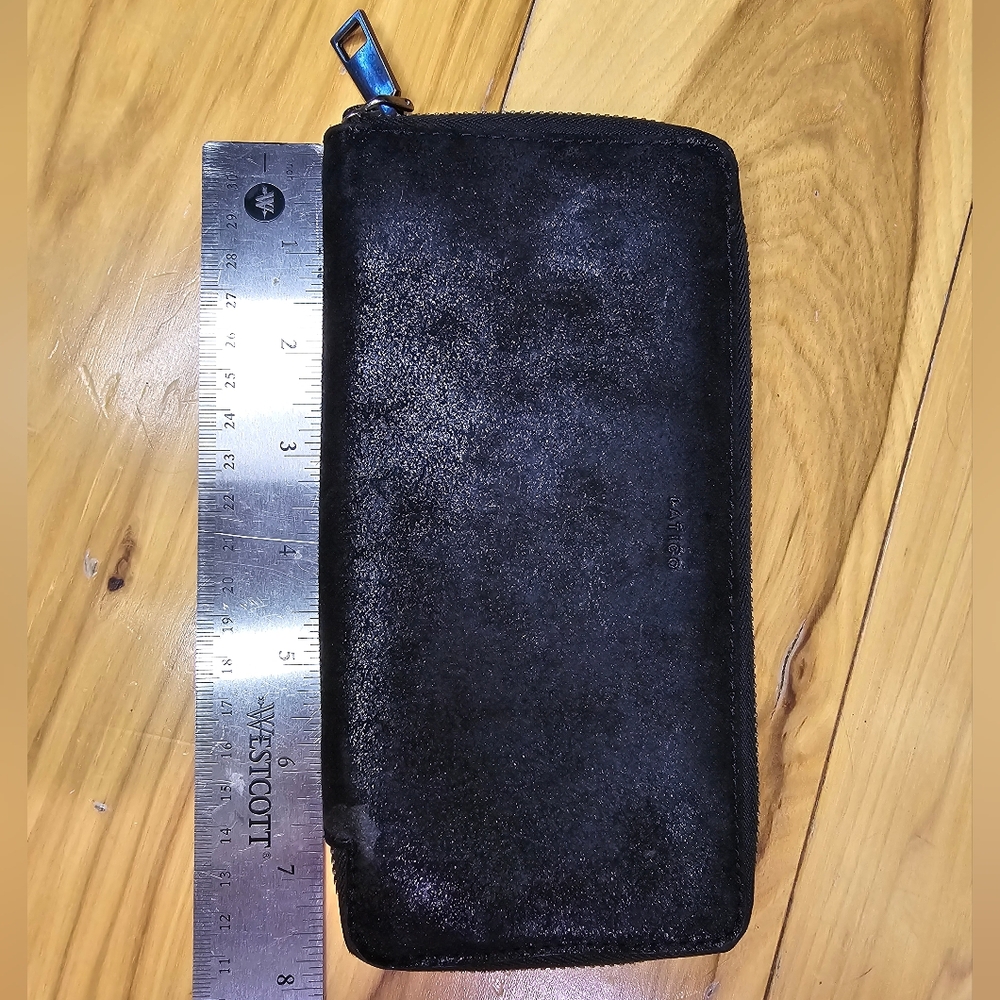 Latico Sparkly Black Leather Zip Around Wallet